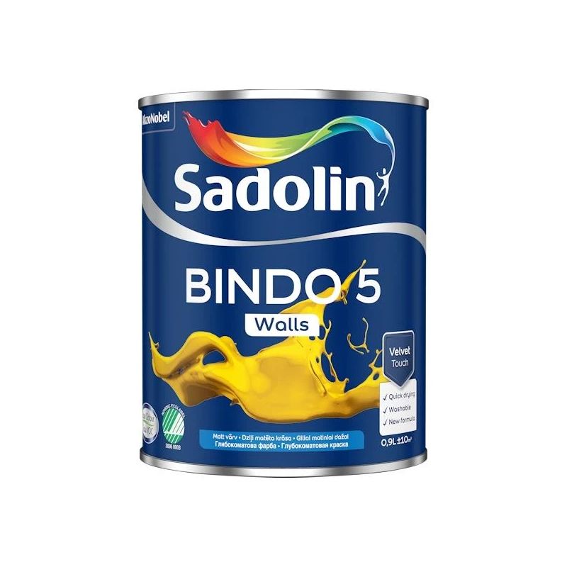Krāsa Sadolin Bindo 5 BW. balta. 0.9 l