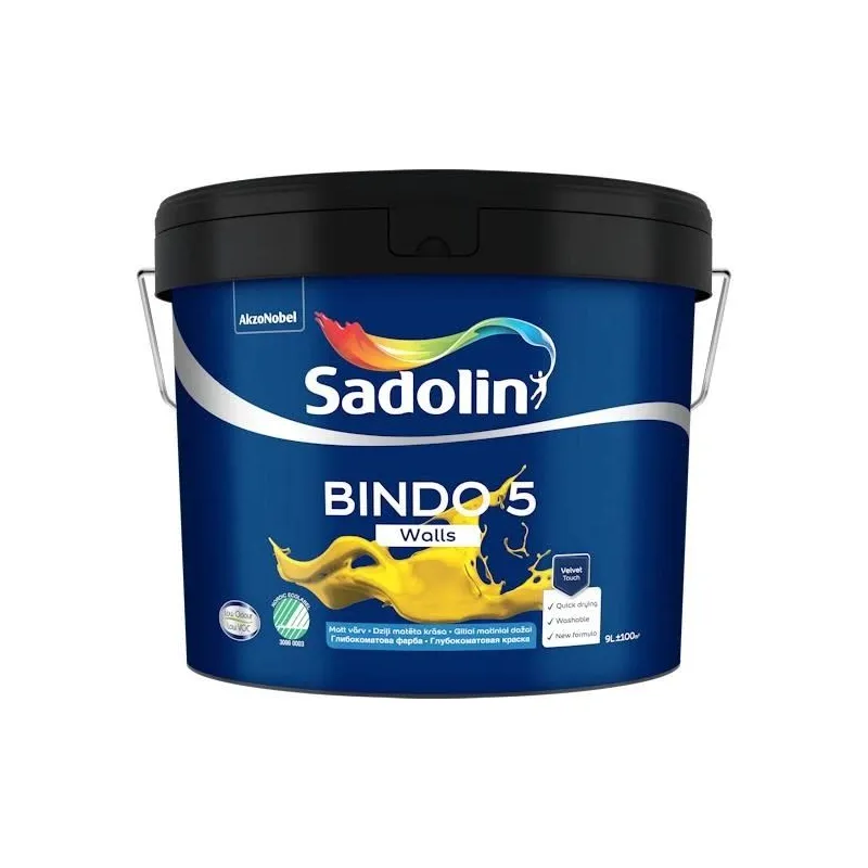 Krāsa Sadolin Bindo 5, balta krās., 9 l