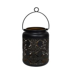 Dārza Laterna ar LED uz baterijām, 12x12x17cm, melna