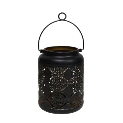 Dārza Laterna ar LED uz baterijām, 12x12x17cm, melna