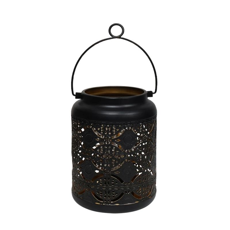 Dārza Laterna ar LED uz baterijām, 12x12x17cm, melna
