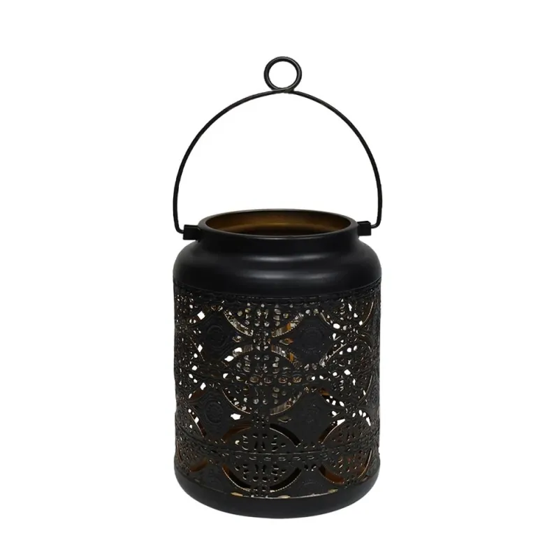 Dārza Laterna ar LED uz baterijām, 12x12x17cm, melna