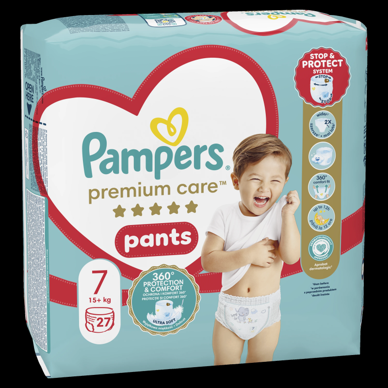 Pampers Premium Care Pants, Izmērs 7, 27 Autiņbiksītes, 15+ kg