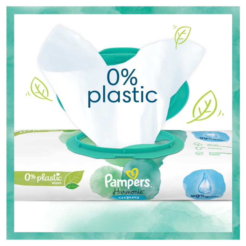 Pampers Harmonie Aqua Mitrās Salvetes Mazuļiem, 9 Lepakojumi, 432 Mitrās Salvetes