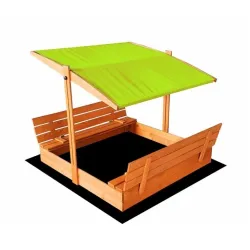 Sandbox with roof and bench 120x120
