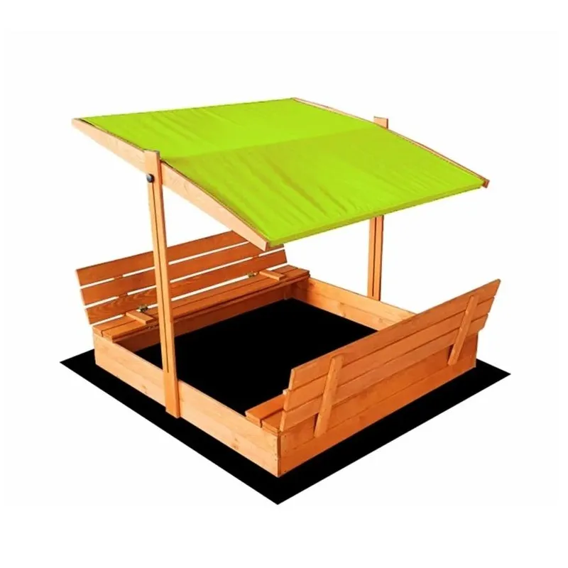 Sandbox with roof and bench 120x120