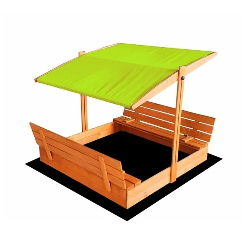 Sandbox with roof and bench 120x120