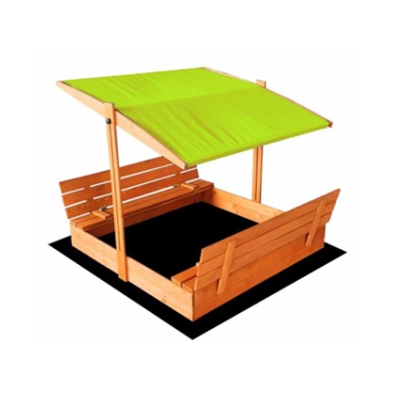 Sandbox with roof and bench 120x120
