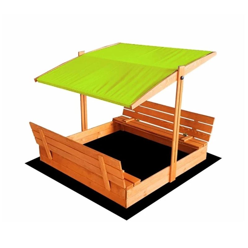 Sandbox with roof and bench 120x120