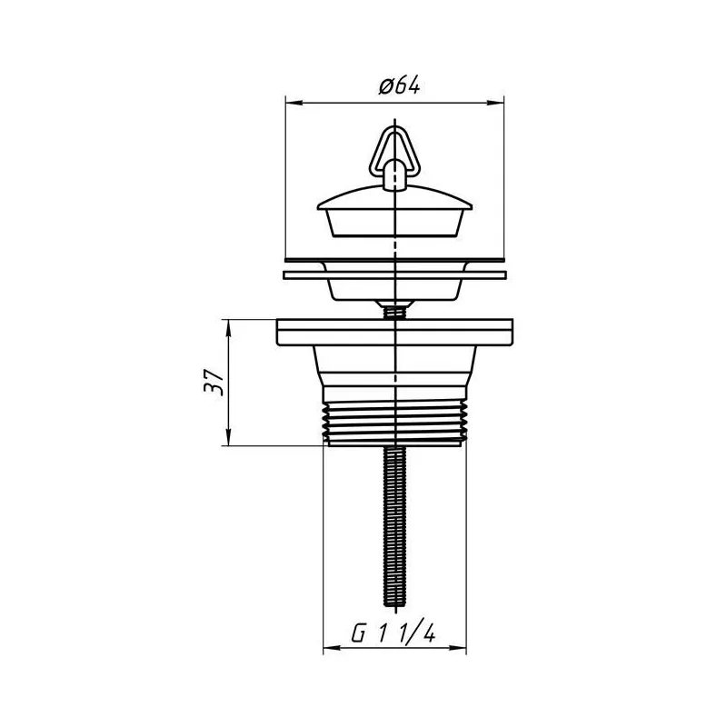 Ventilis sifonui Ani Plast M205EU, 37 mm, 64 mm, mėlyna sp.-balta sp.