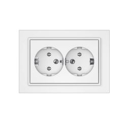 Pistikupesa 2-ne Vilma QR1000 RP16-021, maandusega, matt valge v.