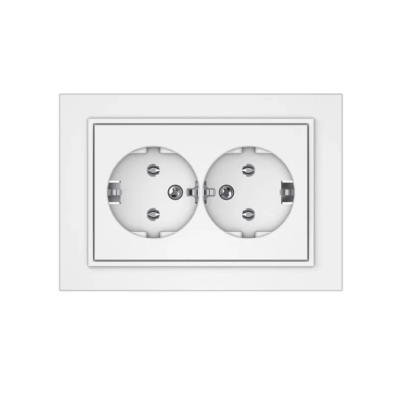 Dubultā kontaktligzda Vilma QR1000 RP16-021, Iezemēta rozete, matēta balta krās.