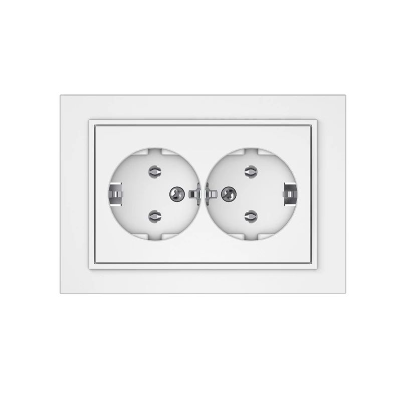 Pistikupesa 2-ne Vilma QR1000 RP16-021, maandusega, matt valge v.