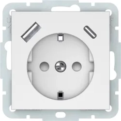 Розетка Vilma QR1000 RP16-002-22-A+C, c заземлением, матовый белый цв.