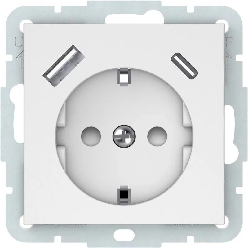 Розетка Vilma QR1000 RP16-002-22-A+C, c заземлением, матовый белый цв.