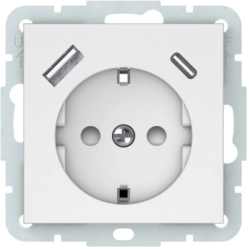 Розетка Vilma QR1000 RP16-002-22-A+C, c заземлением, матовый белый цв.