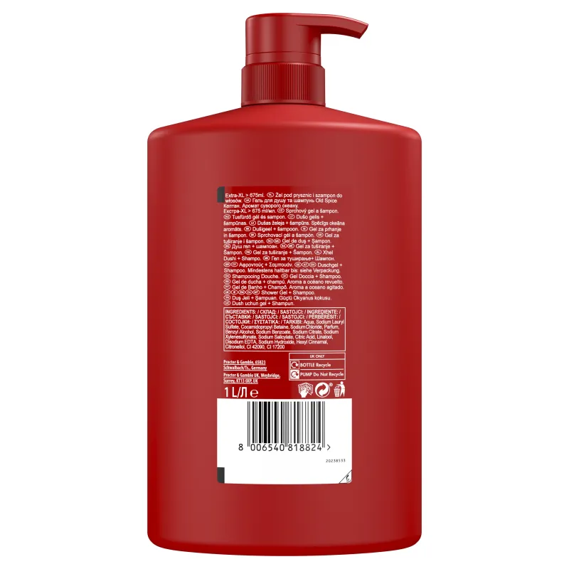 Old Spice Captain Meeste Dušigeel Ja Šampoon, 1000 ml