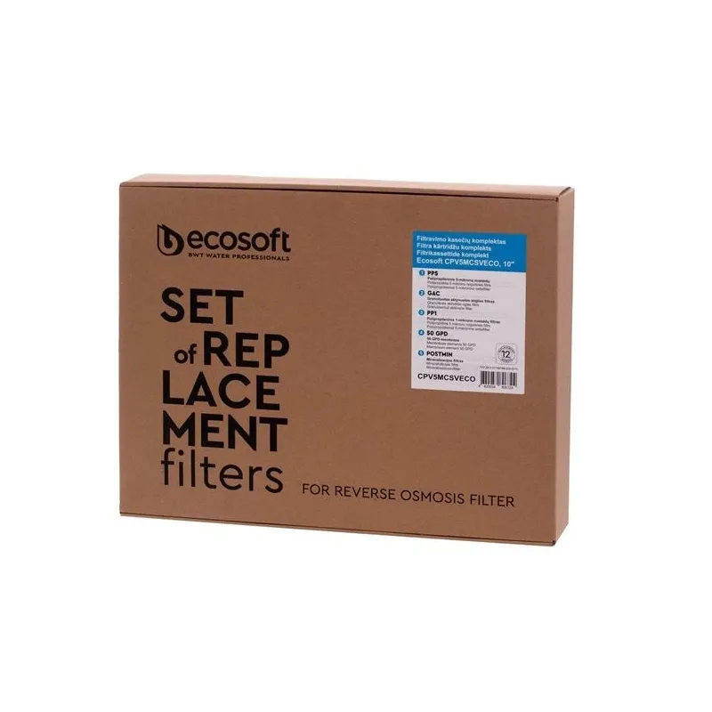 Filtra kārtridžu komplekts ro sistēmām Ecosoft STANDARD, 10