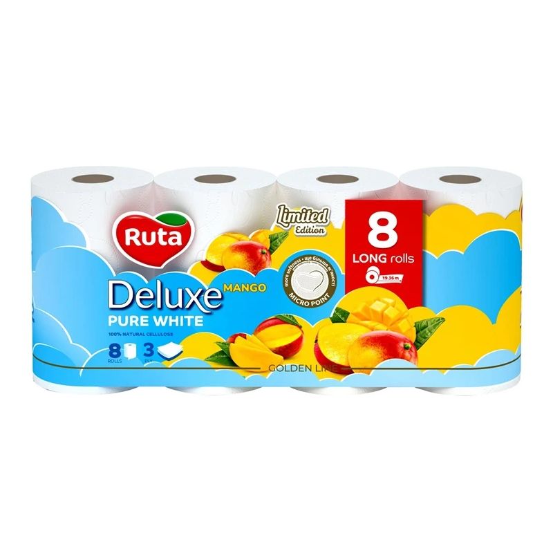 Tualetes papīrs Rūta DELUXE MANGO KVAPO 8 RUL. 3 sl