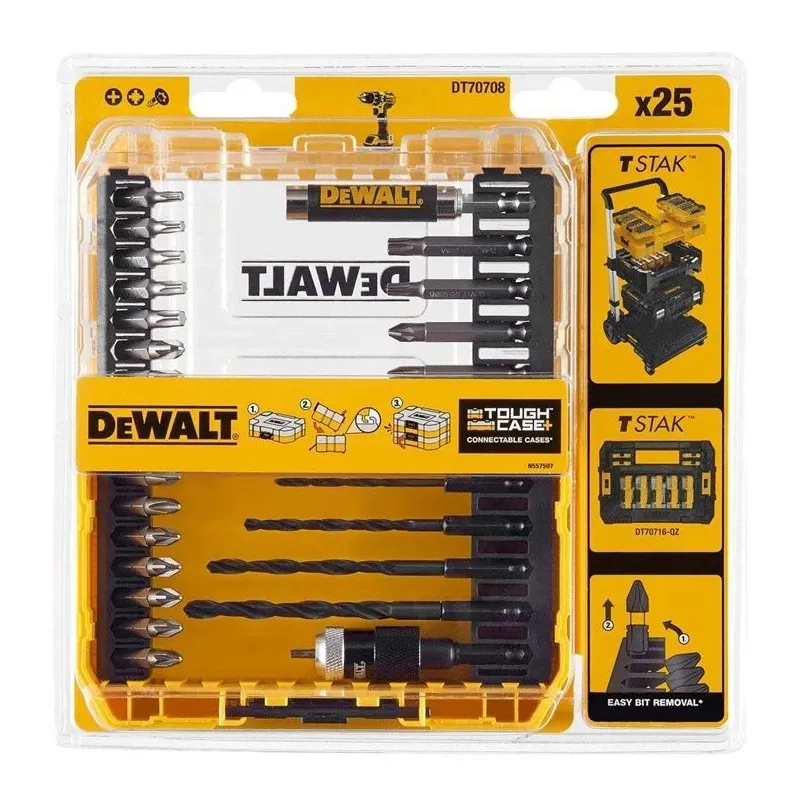 Uzgaļu un urbju komplekts Dewalt, 25 gab.