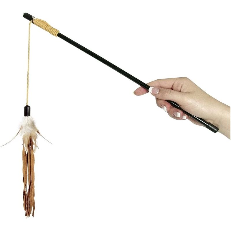 Dangler leather+feather disp cat