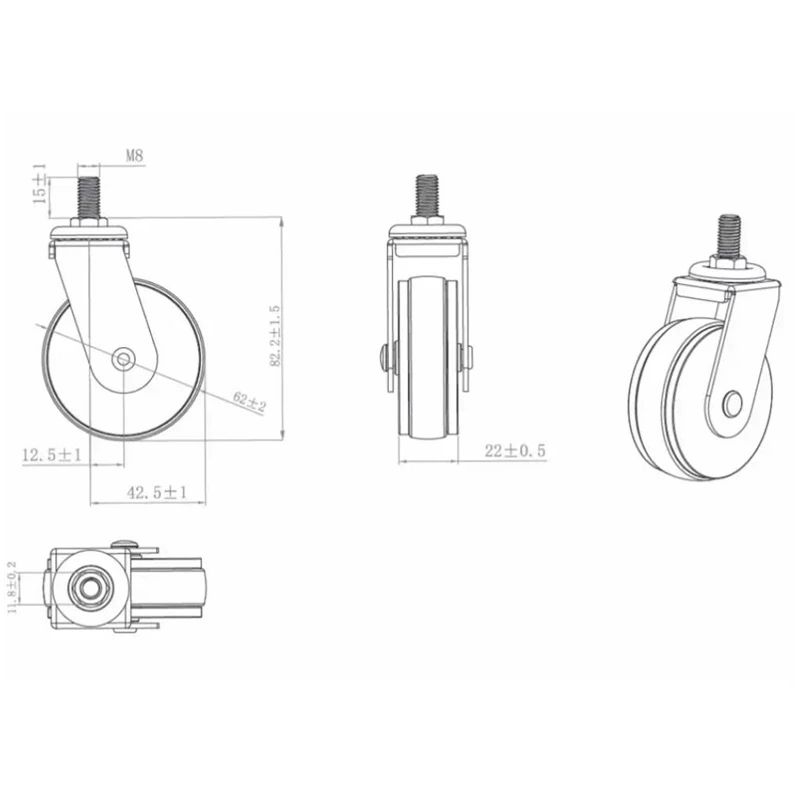 Mēbeļu ritenis Siso Hadrian. DIA 6.2 cm. brūna-melna