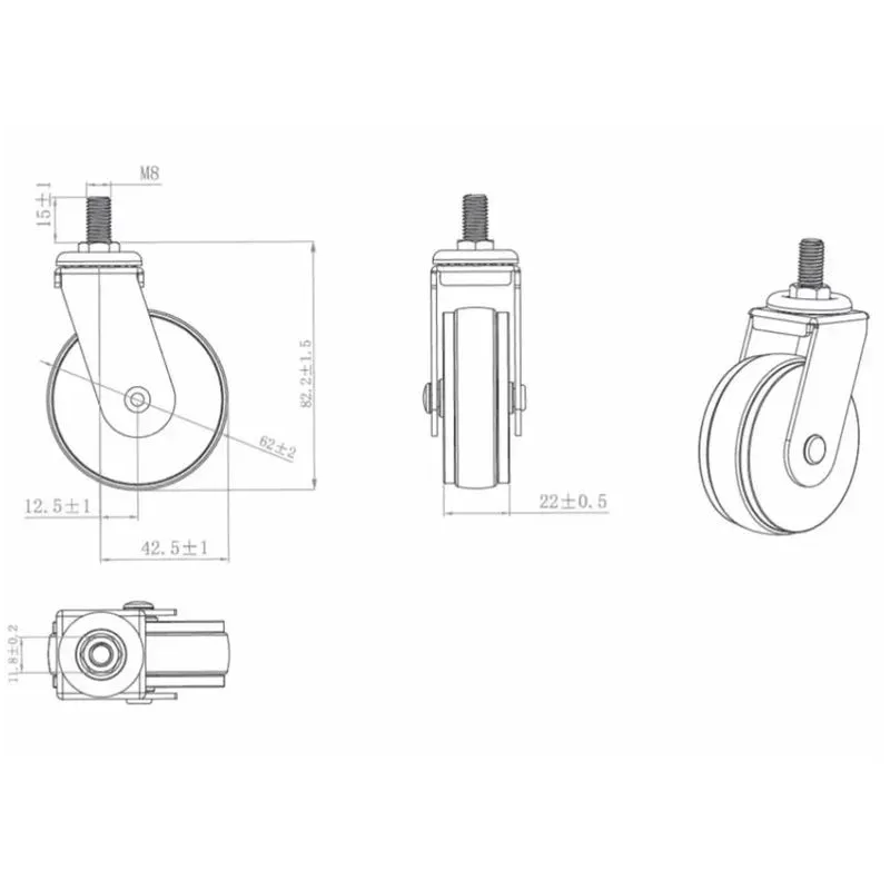 Mēbeļu ritenis Siso Hadrian, DIA 6.2 cm, brūna-melna