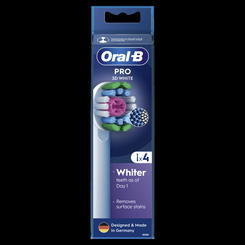 Oral-B EB18-4 3D White Pro Zobu Birstes Uzgaļi, 4 Gab