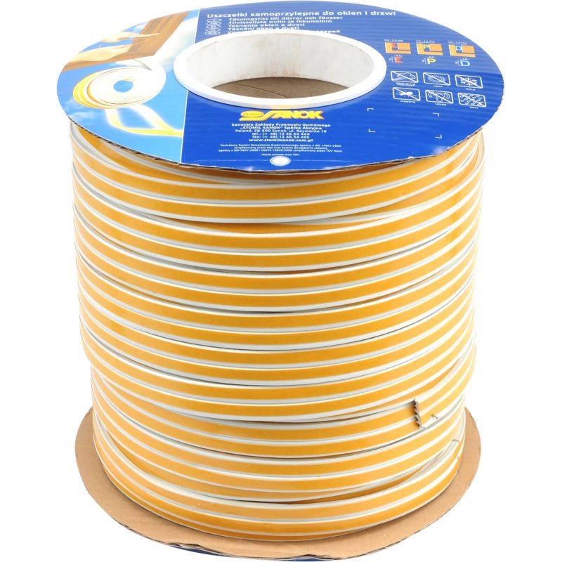 Blīvgumija dubultā E profils balts ,2x75m, m