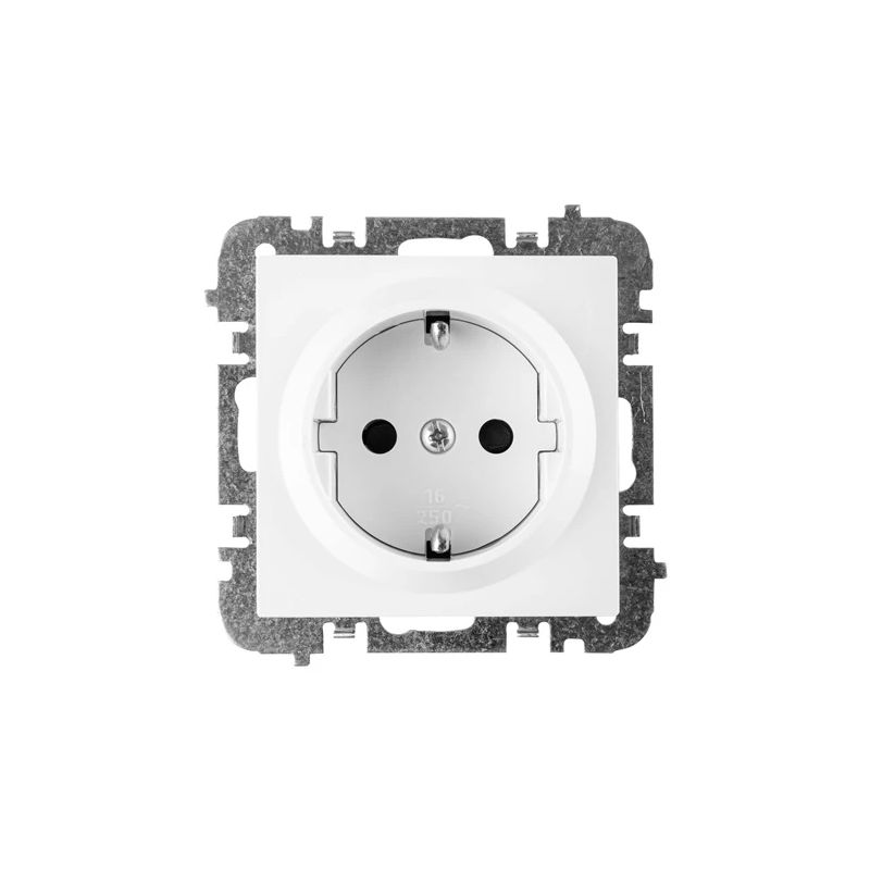 Kontaktligzda Elektroplast Vestra. Iezemēta rozete. balta