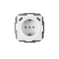 Socket+2usb white
