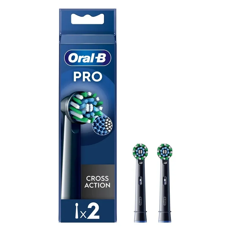 Elektrinio dantų šepetėlio galvutė Oral-B EB50-2 Cross Action Pro Black, juoda sp., 2 vnt.