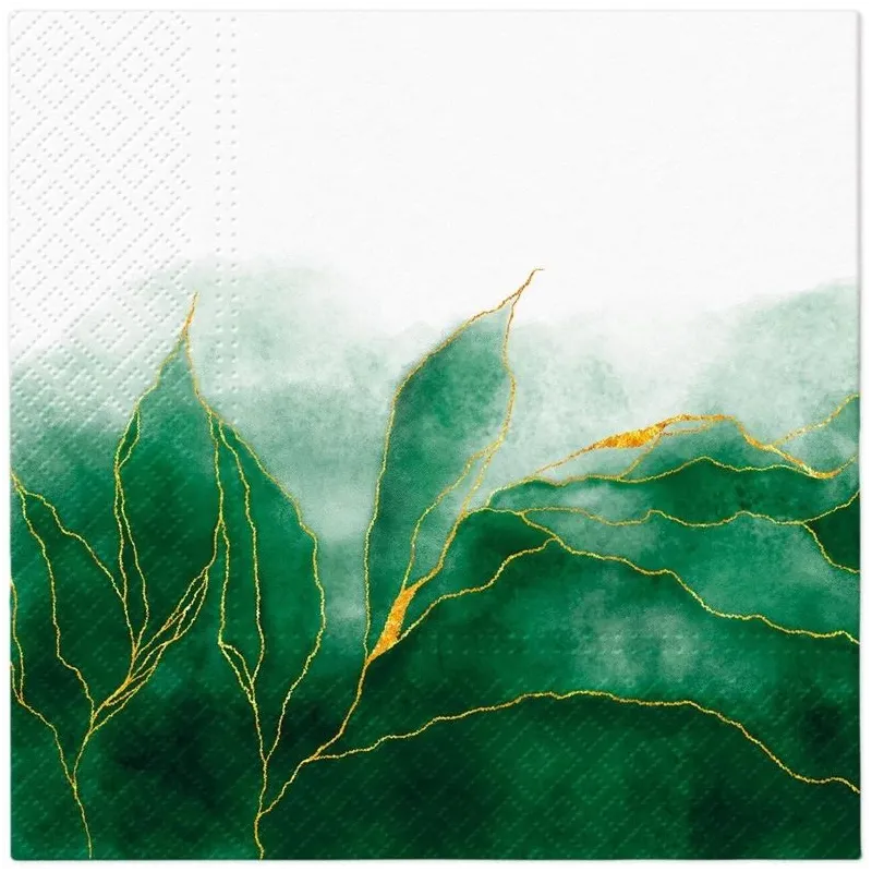 Papīra salvetes PAW, 33 cm x 33 cm, balta krās.-zaļa krās., 20 gab.