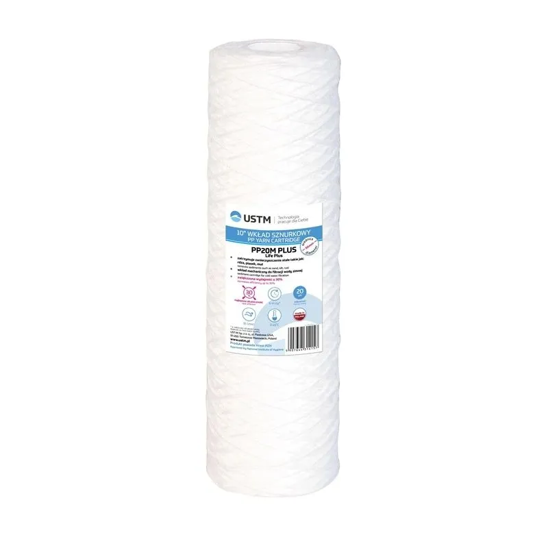 Filtra kasetne polipropilēna pavedieni USTM PP20M PLUS, polipropilēns, 10, 20 mikroni
