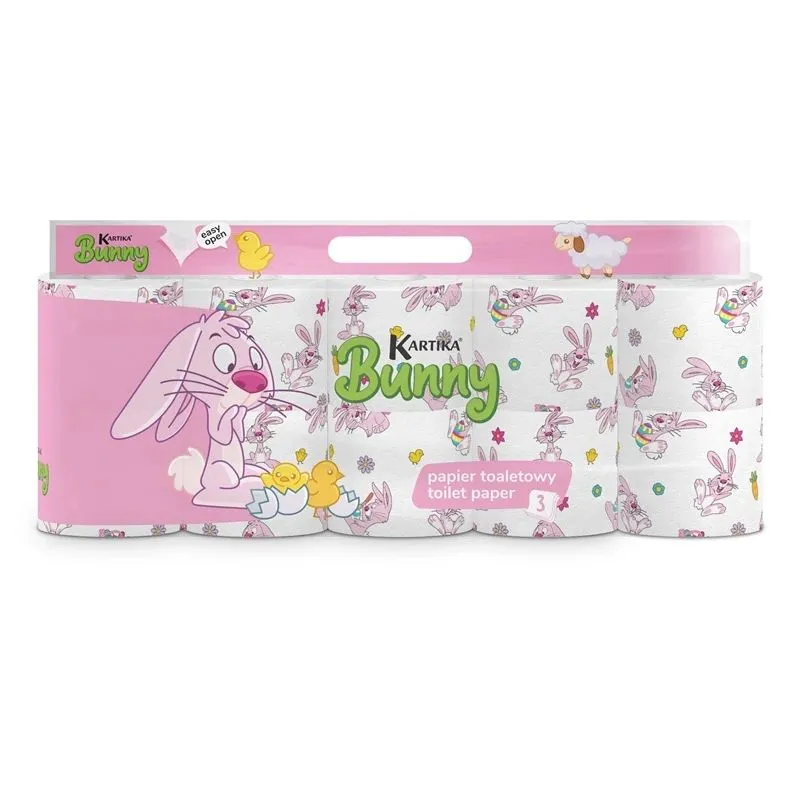 Tualetes papīrs Kartika Bunny 200l,10vnt, 3 sl, 10 gab.