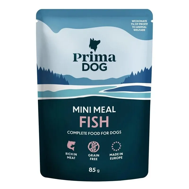 Mitrā barība ,konservi, suņiem Prima Dog Mini Meal Fish, zivs, 0.085 kg