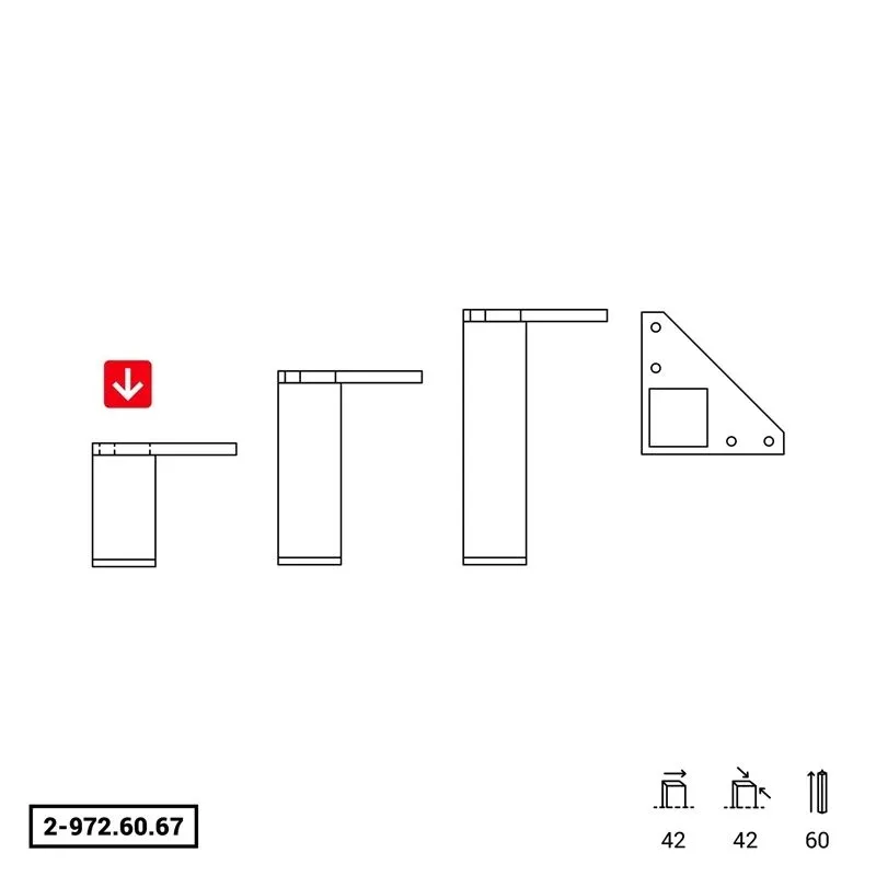 Mēbeļu kāja Rei, 6 cm x 4 cm, balta krās.