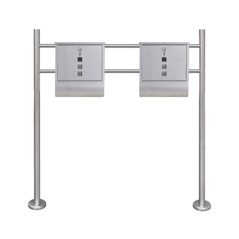 vidaXL dubultā pastkaste ar statīvu, nerūsējošs tērauds