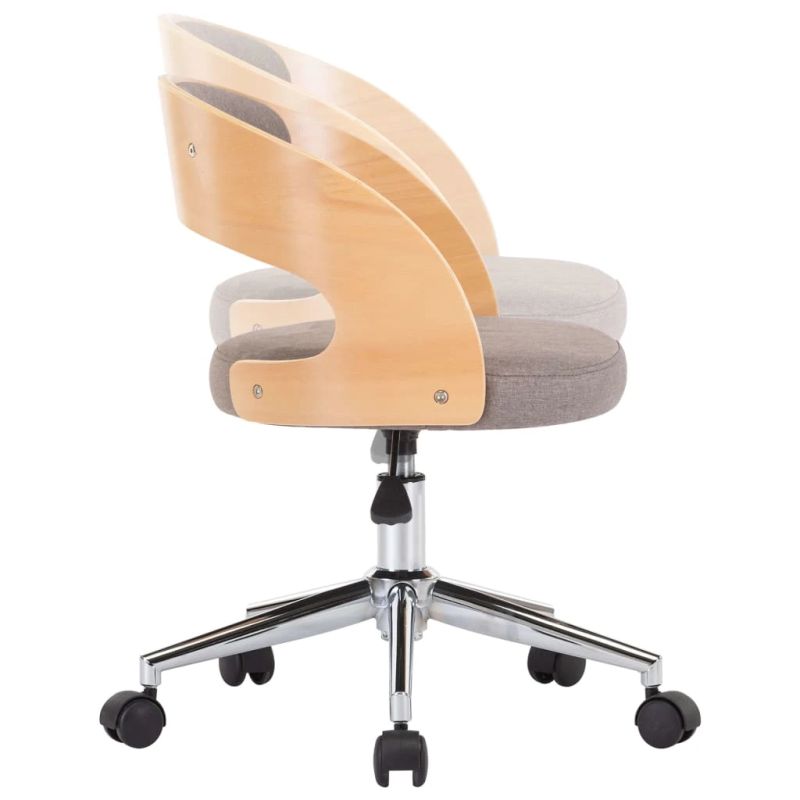 vidaXL biroja krēsls, grozāms, liekts koks, pelēkbrūns audums