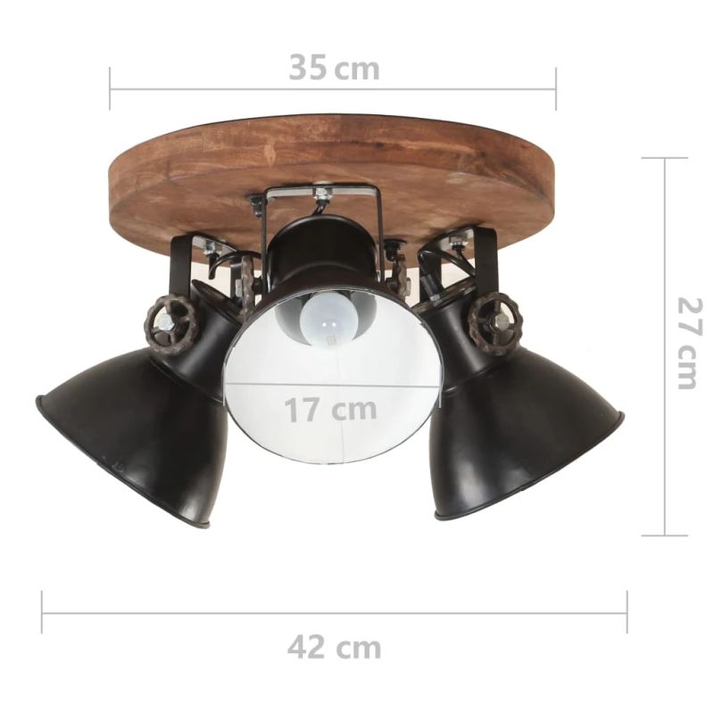 vidaXL griestu lampa, industriāls dizains, melna, 25 W, 42x27 cm, E27