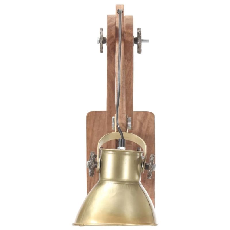 vidaXL sienas lampa, industriāls stils, misiņa krāsā, apaļa, E27