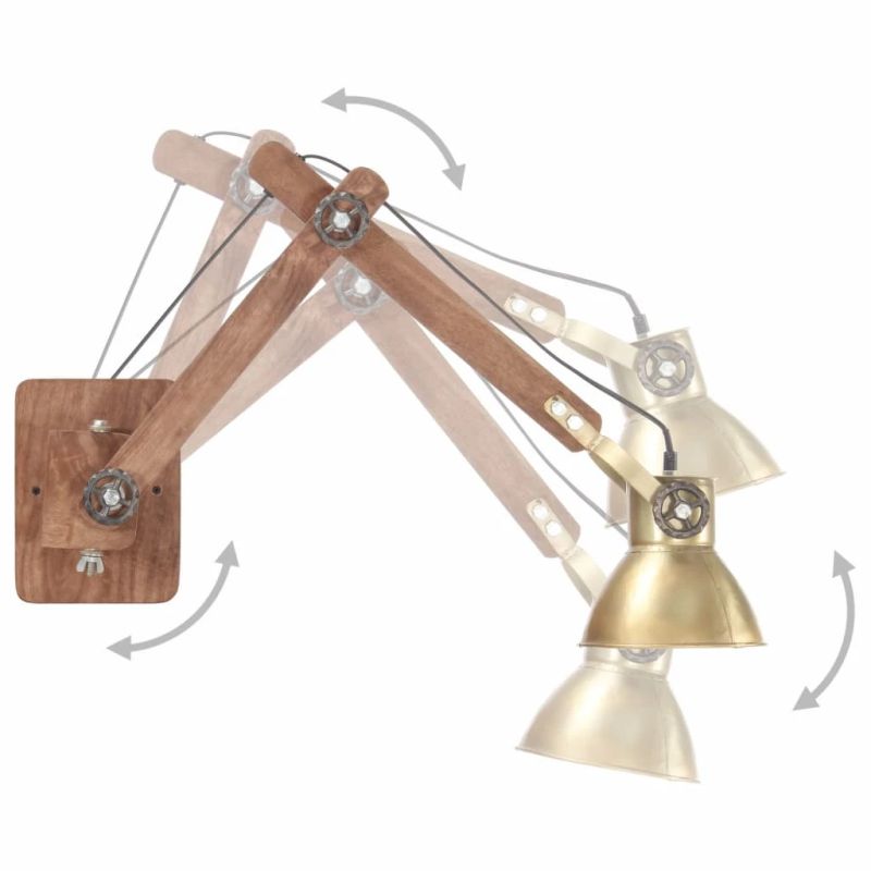 vidaXL sienas lampa, industriāls stils, misiņa krāsā, apaļa, E27