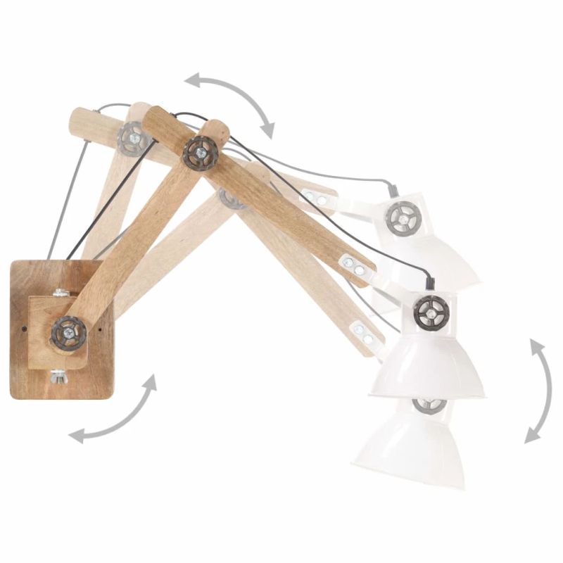 vidaXL sienas lampa, industriāls stils, balta, apaļa, E27