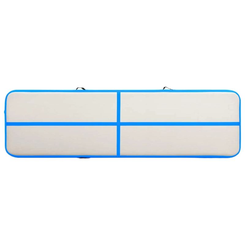 vidaXL piepūšams vingrošanas paklājs ar pumpi, 600x100x15 cm, zils PVC