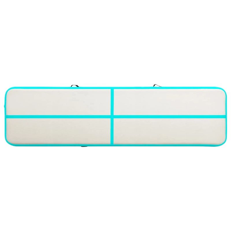 vidaXL piepūšams vingrošanas paklājs ar pumpi, 600x100x15 cm, zaļš PVC