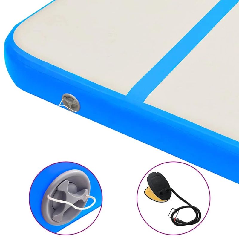 vidaXL piepūšams vingrošanas paklājs ar pumpi, 500x100x20 cm, zils PVC