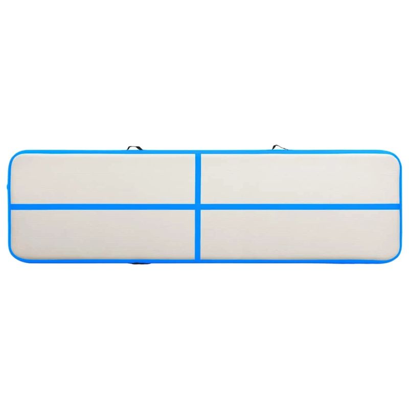 vidaXL piepūšams vingrošanas paklājs ar pumpi, 600x100x20 cm, zils PVC