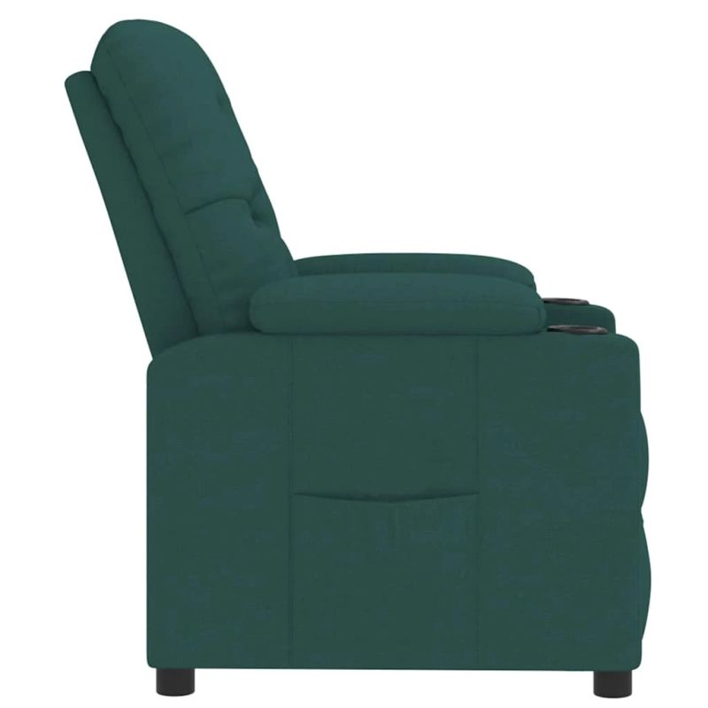 vidaXL atpūtas krēsls, atgāžams, tumši zaļš audums