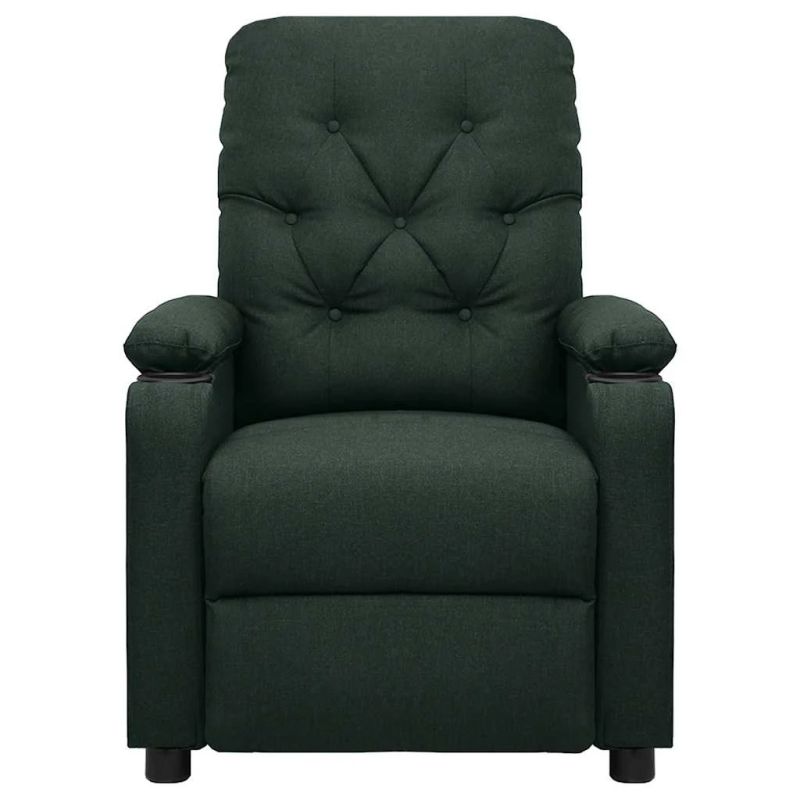 vidaXL masāžas krēsls, tumši zaļš audums