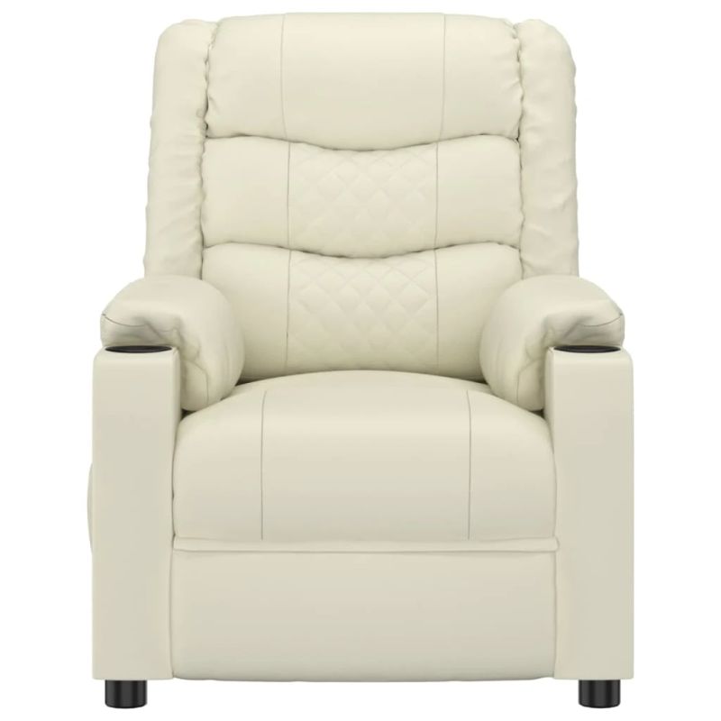 vidaXL atpūtas krēsls, atgāžams, krēmkrāsas mākslīgā āda